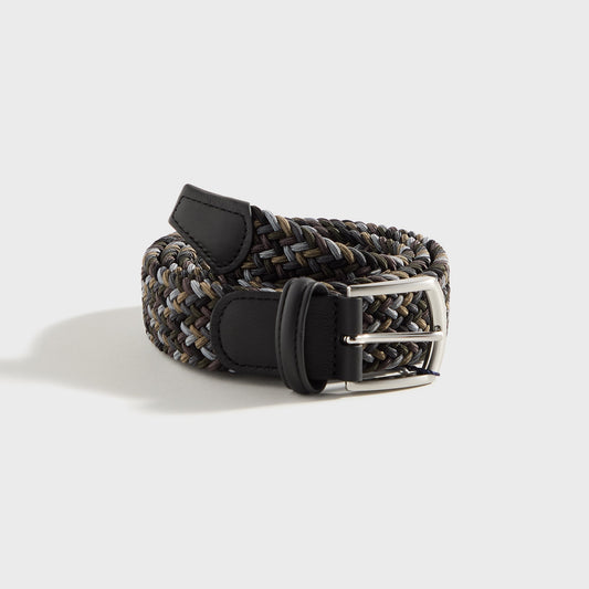 Men Kith Anderson's Woven Leather Belt - Grey / Tan / Brown