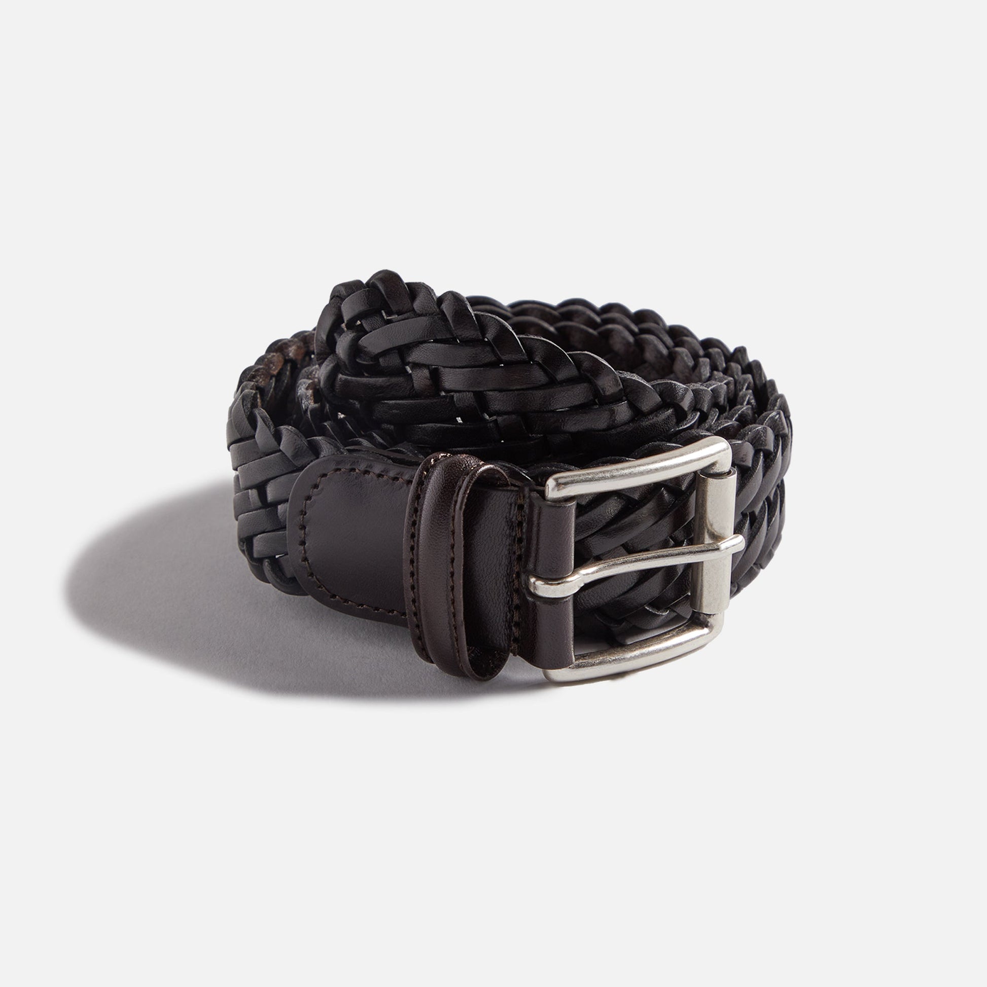 Men Kith Anderson's Woven Leather Belt - Brown