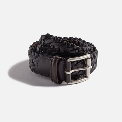 Men Kith Anderson's Woven Leather Belt - Brown