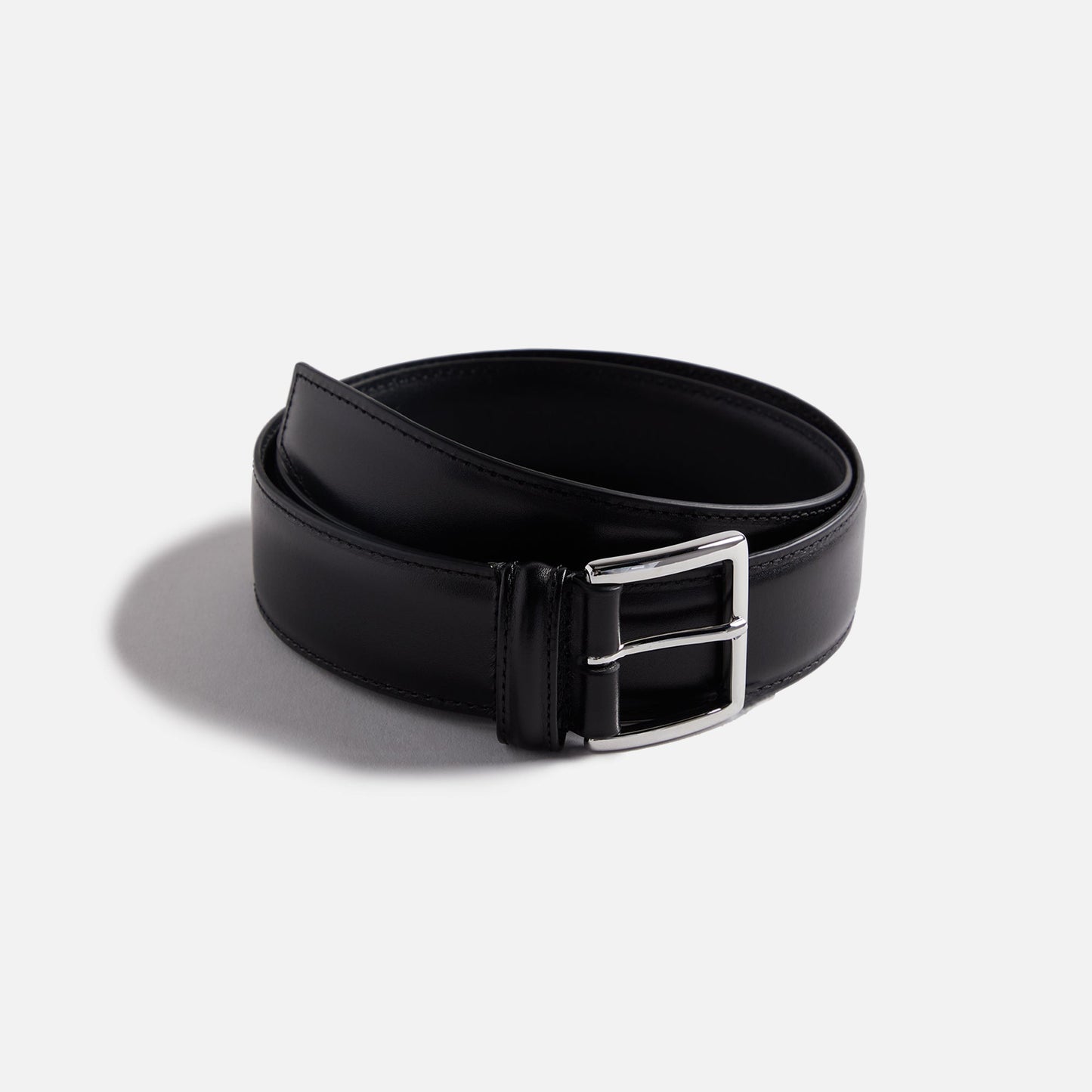 Men Kith Anderson's Stitched Trimmed Semi Formal Leather Belt - Black