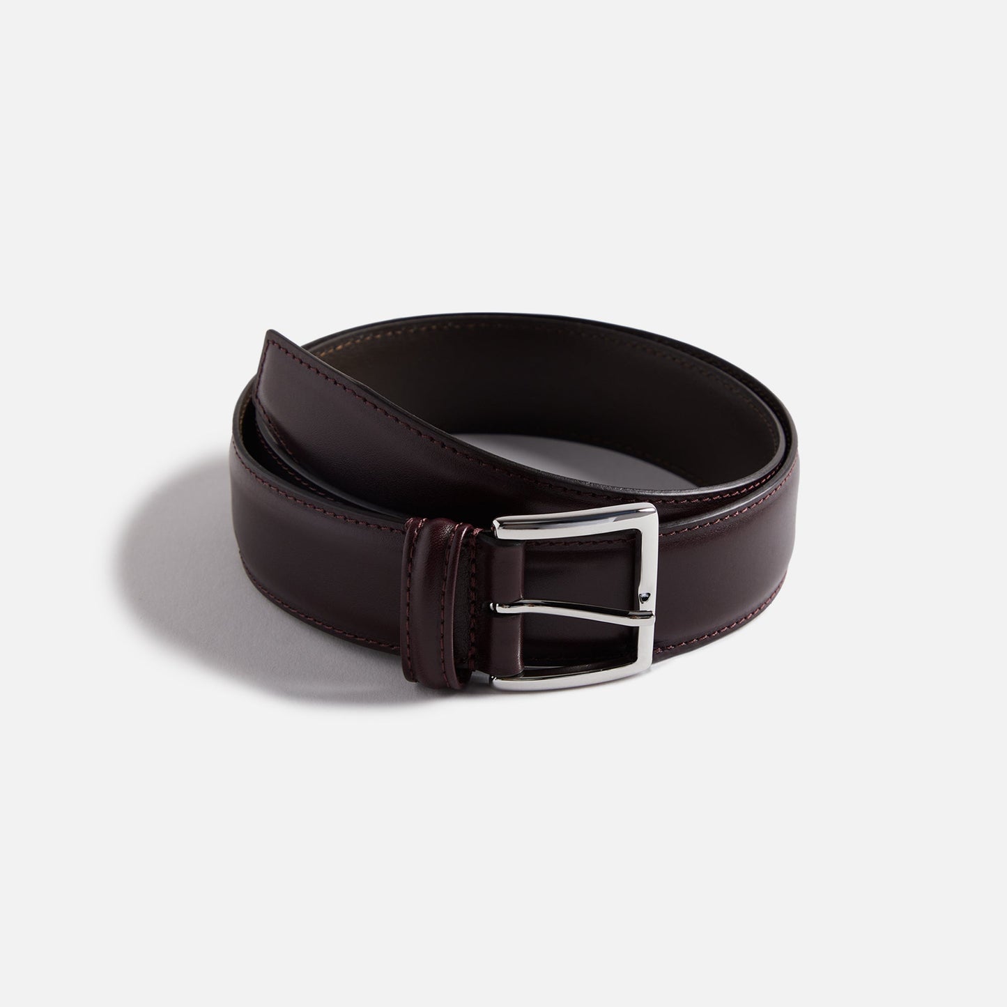Men Kith Anderson's Stitched Trimmed Semi Formal Leather Belt - Oxblood