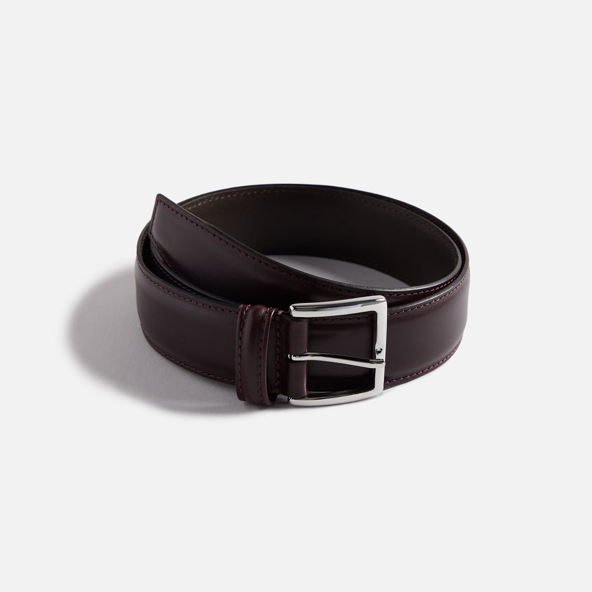 Men Kith Anderson's Stitched Trimmed Semi Formal Leather Belt - Oxblood