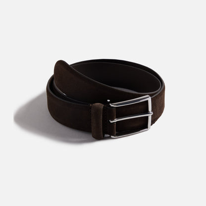 Men Kith Anderson's Suede Semi Formal Belt - Dark Brown