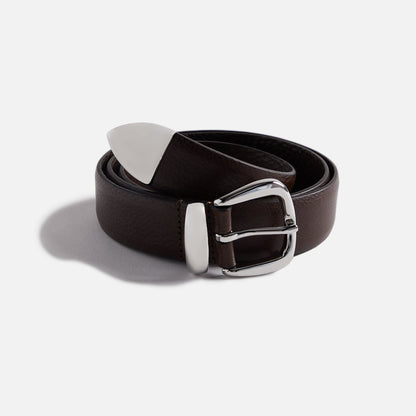 Men Kith Anderson's Tanned Leather Belt With Metal Tip And Keeper - Brown
