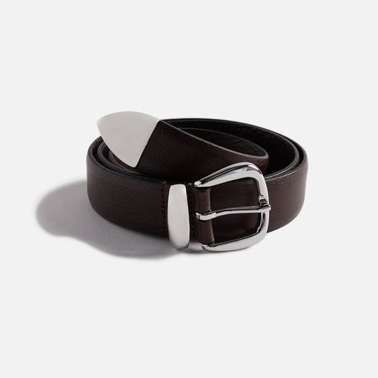 Men Kith Anderson's Tanned Leather Belt With Metal Tip And Keeper - Brown