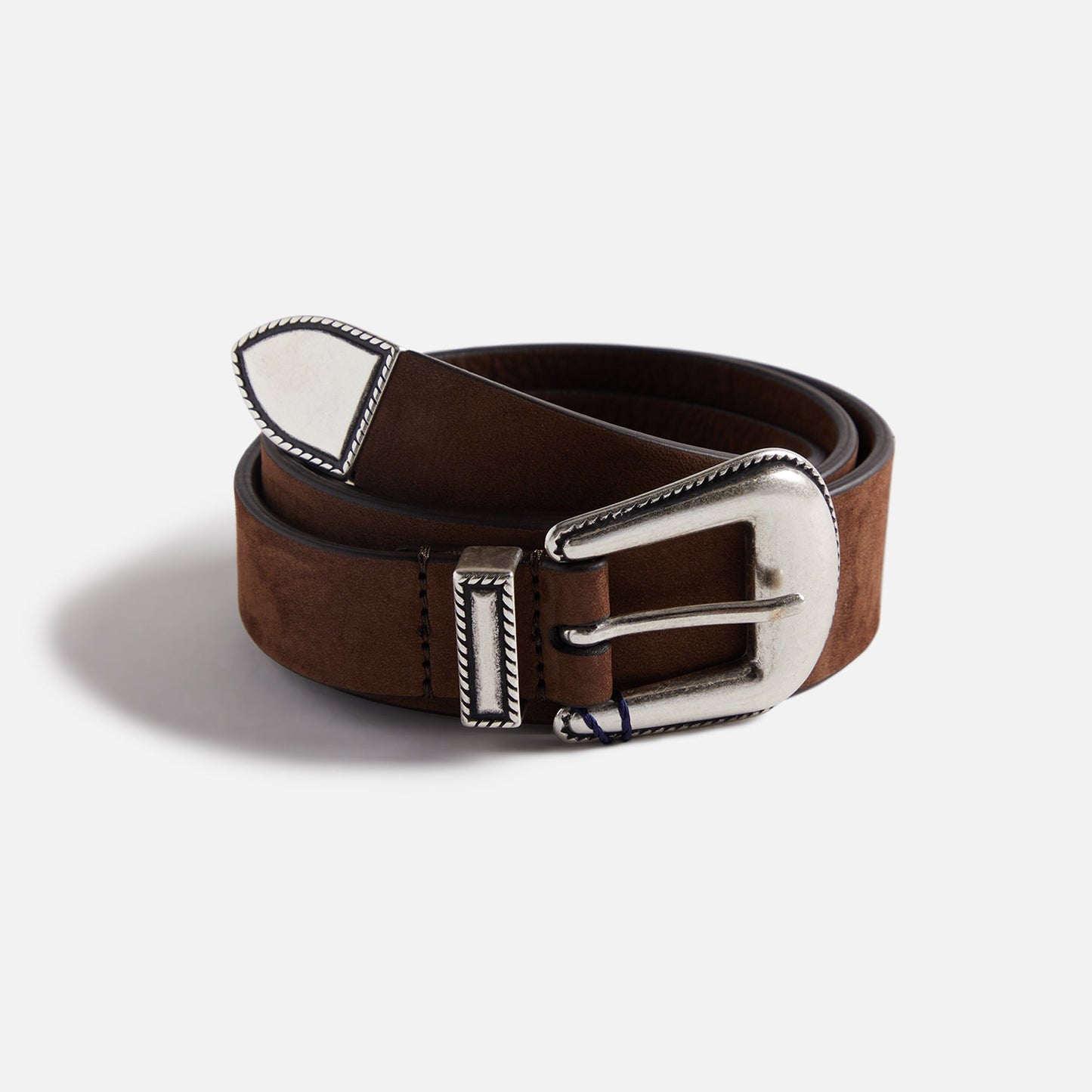 Men Kith Anderson's Narrowing Detail Western Nubuck Leather Belt - Brown