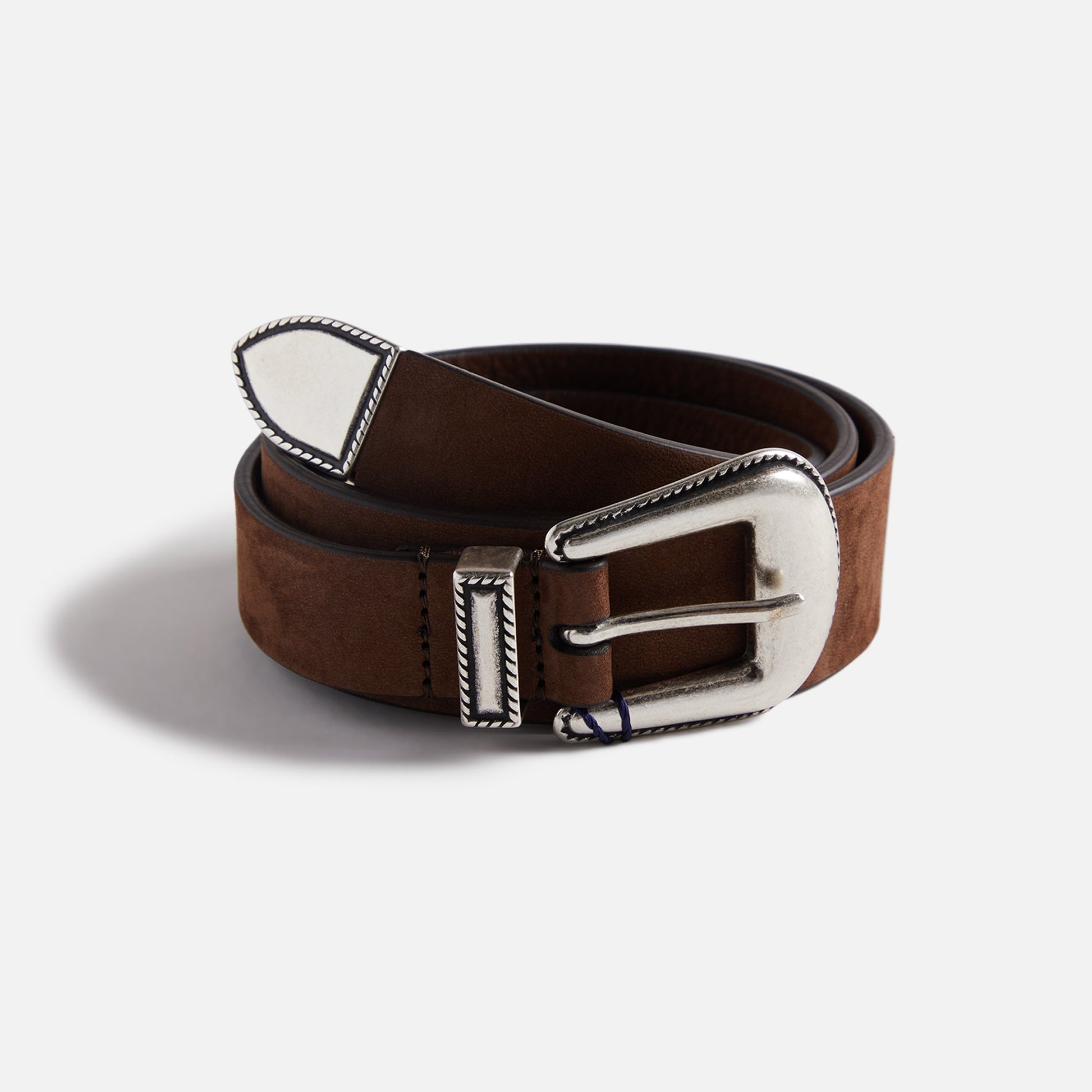 Men Kith Anderson's Narrowing Detail Western Nubuck Leather Belt - Brown