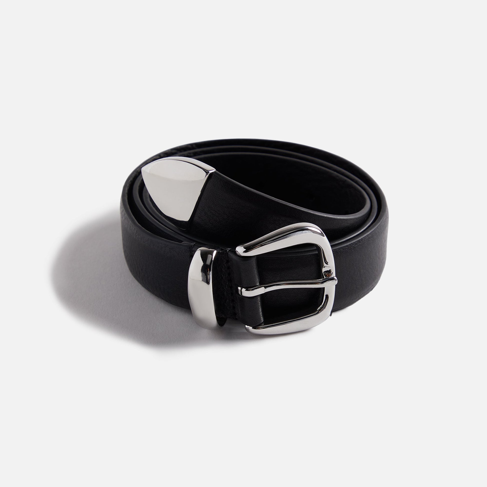 Men Kith Anderson's Tanned Leather Belt With Metal Tip And Keeper - Black