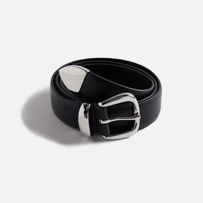 Men Kith Anderson's Tanned Leather Belt With Metal Tip And Keeper - Black