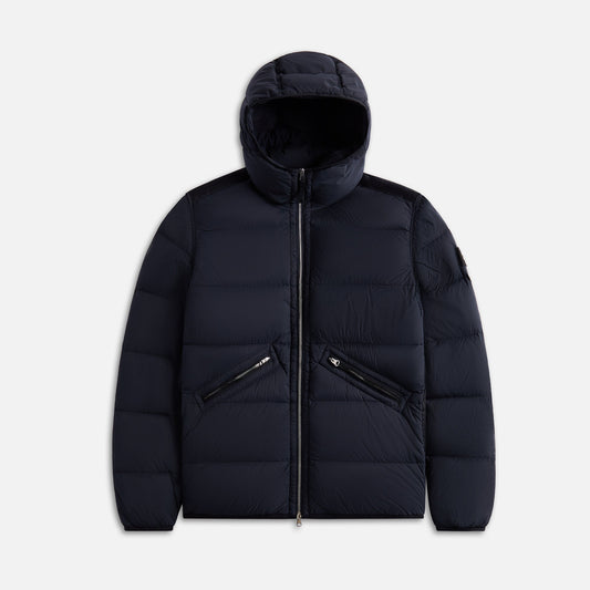 Men Kith Stone Island Real Down Hooded Jacket - Navy Blue