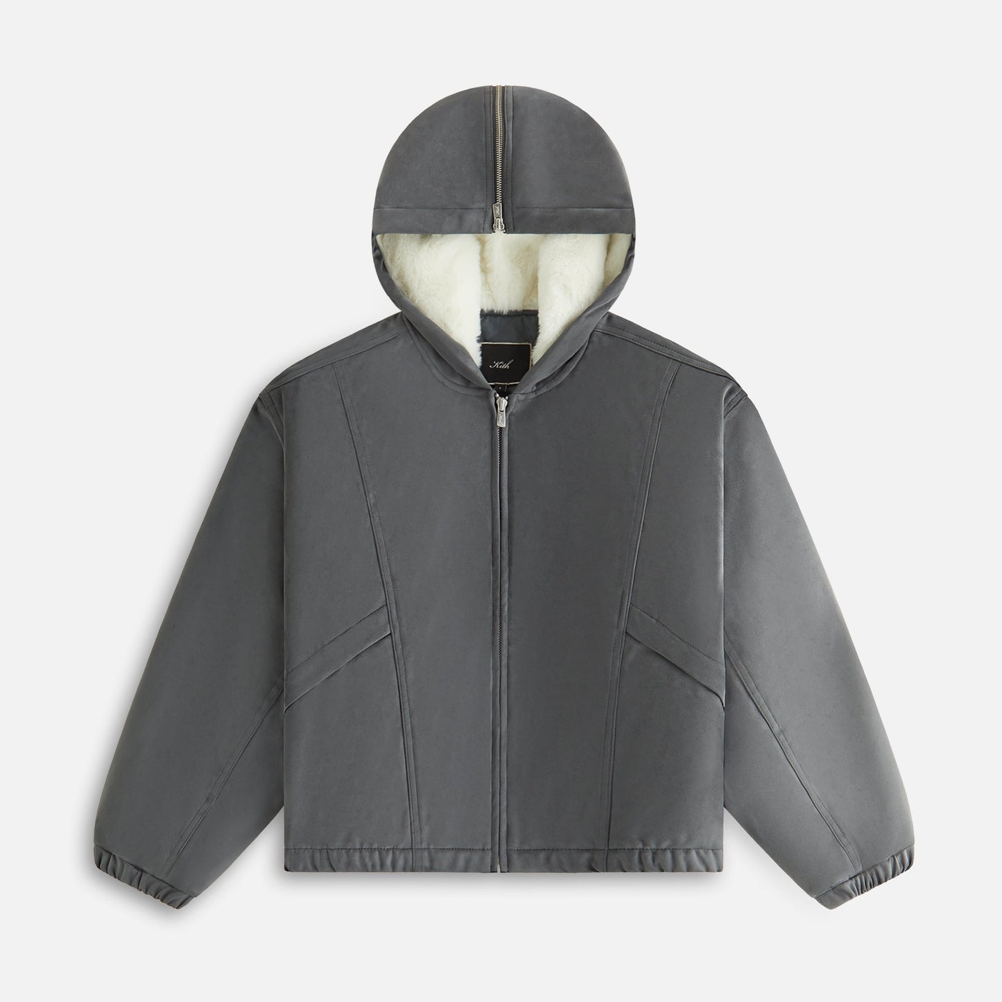 Women Kith Kith Women Nylas Microsuede Zip Hooded Bomber - Asteroid
