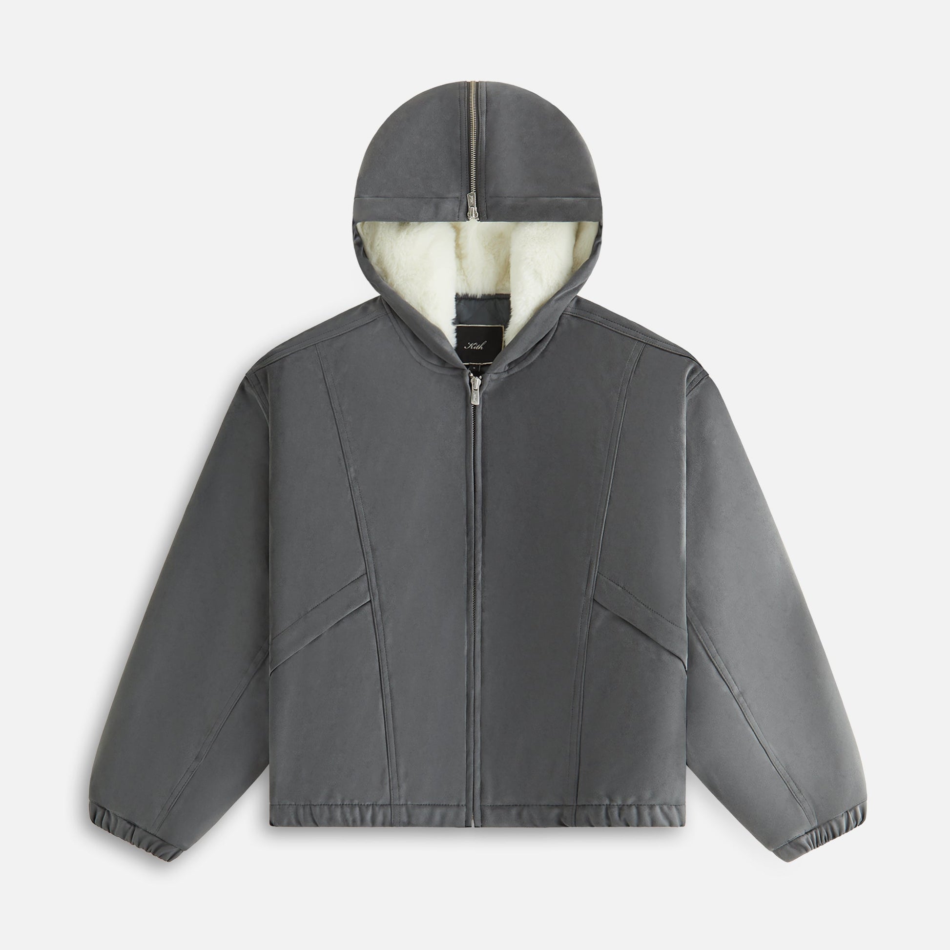 Women Kith Kith Women Nylas Microsuede Zip Hooded Bomber - Asteroid
