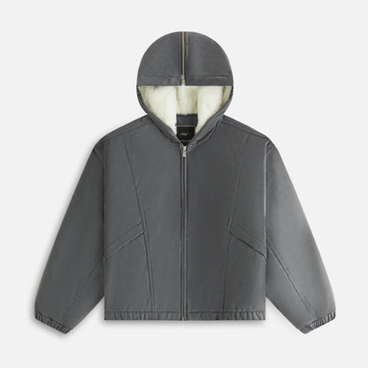 Women Kith Kith Women Nylas Microsuede Zip Hooded Bomber - Asteroid