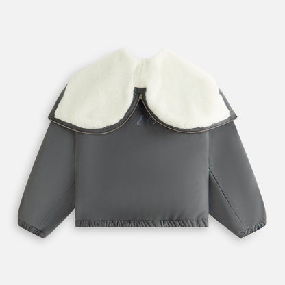 Women Kith Kith Women Nylas Microsuede Zip Hooded Bomber - Asteroid