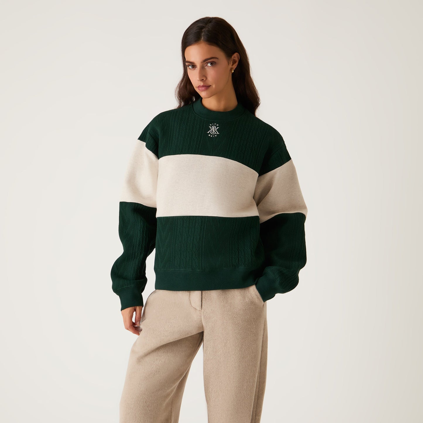 Women Kith Kith Women Ashwin Cable Panelled Crewneck - Stadium
