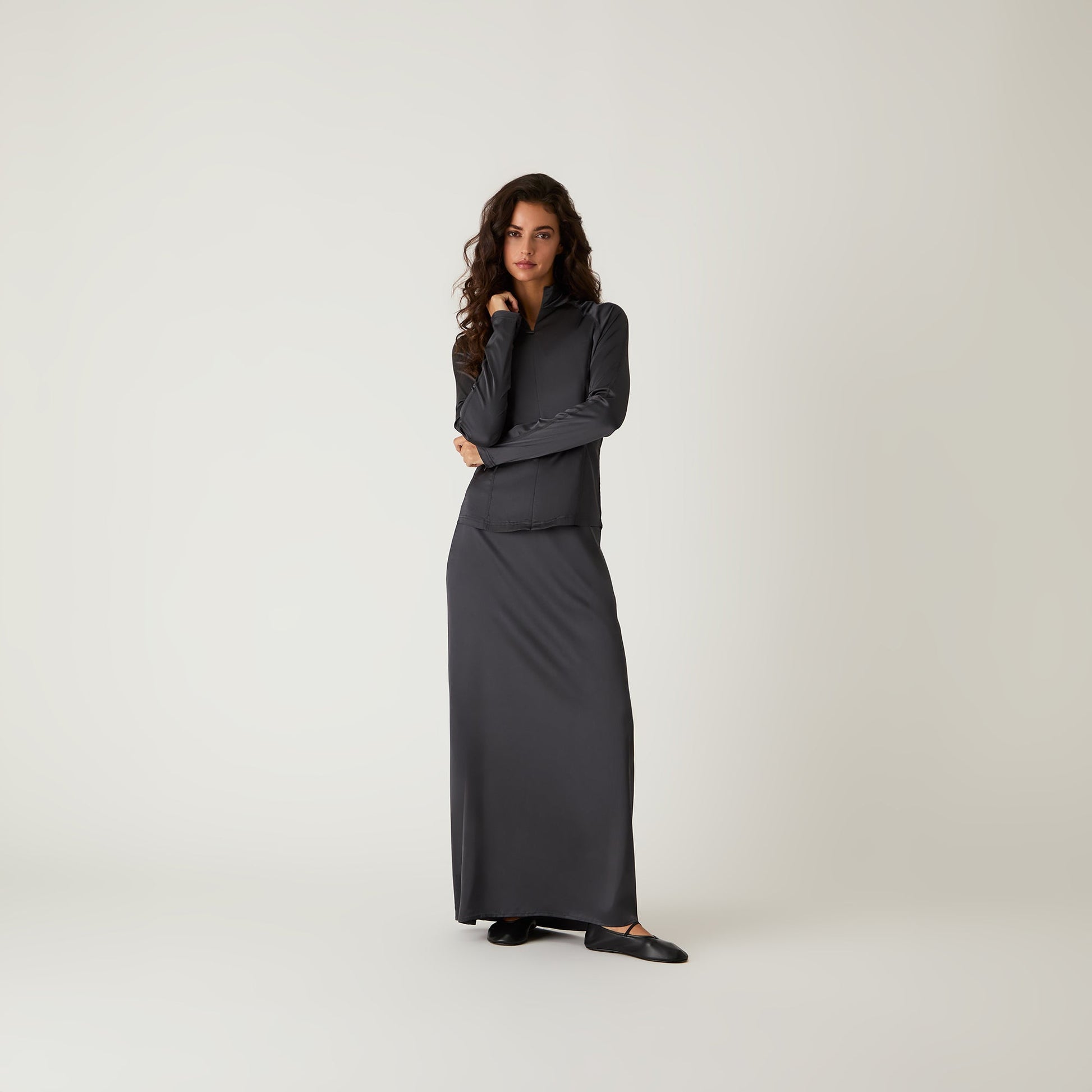 Women Kith Kith Women Kaya Stretch Satin Skirt - Void