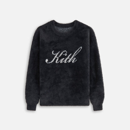 Kids Kith Kith Kids Mohair Script Logo Crewneck - Black