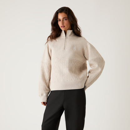 Women Kith Kith Women Hunter Cable Panelled Quarter Zip - Sandy Heather