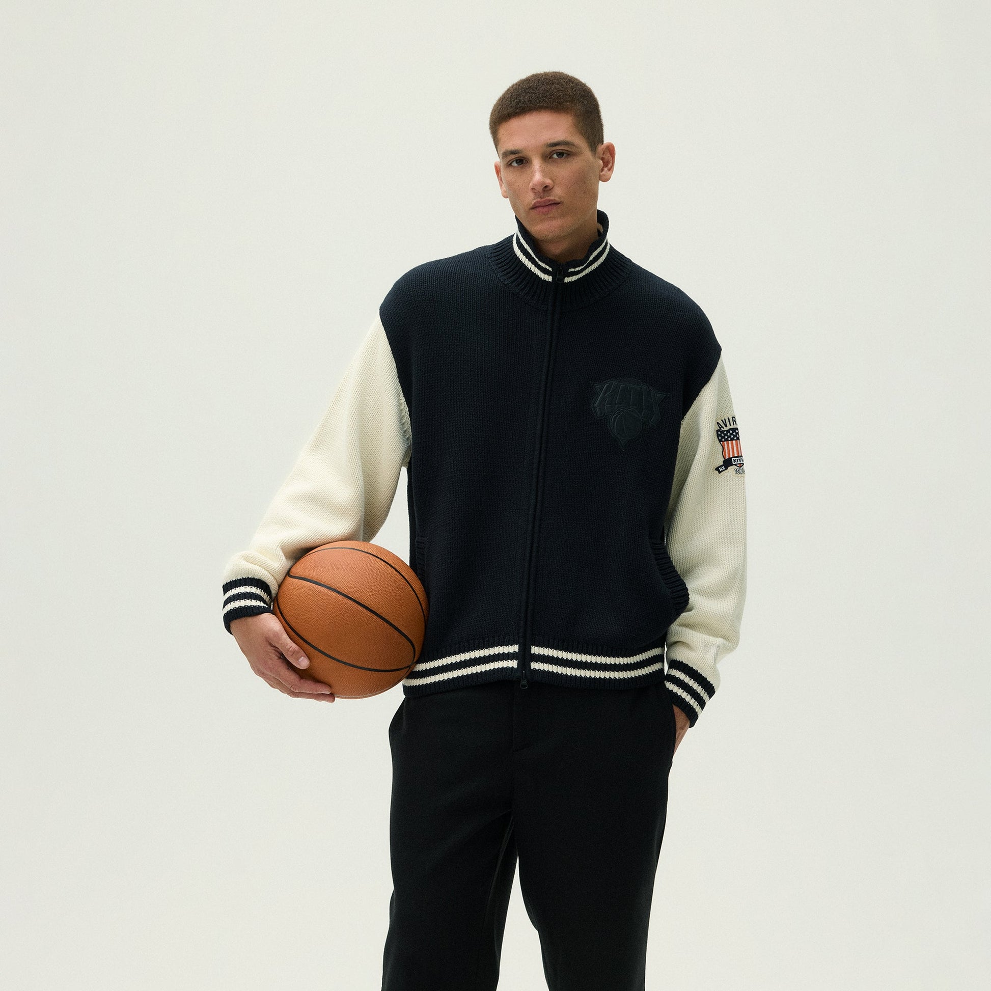 Men Kith Kith & AVIREX for the New York Knicks Wyona Full Zip Sweater - Black