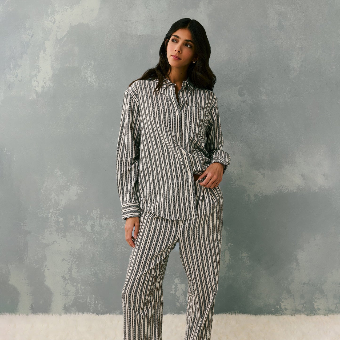 Women Kith Kith Women Ora II Dobby Stripe Shirt - Black