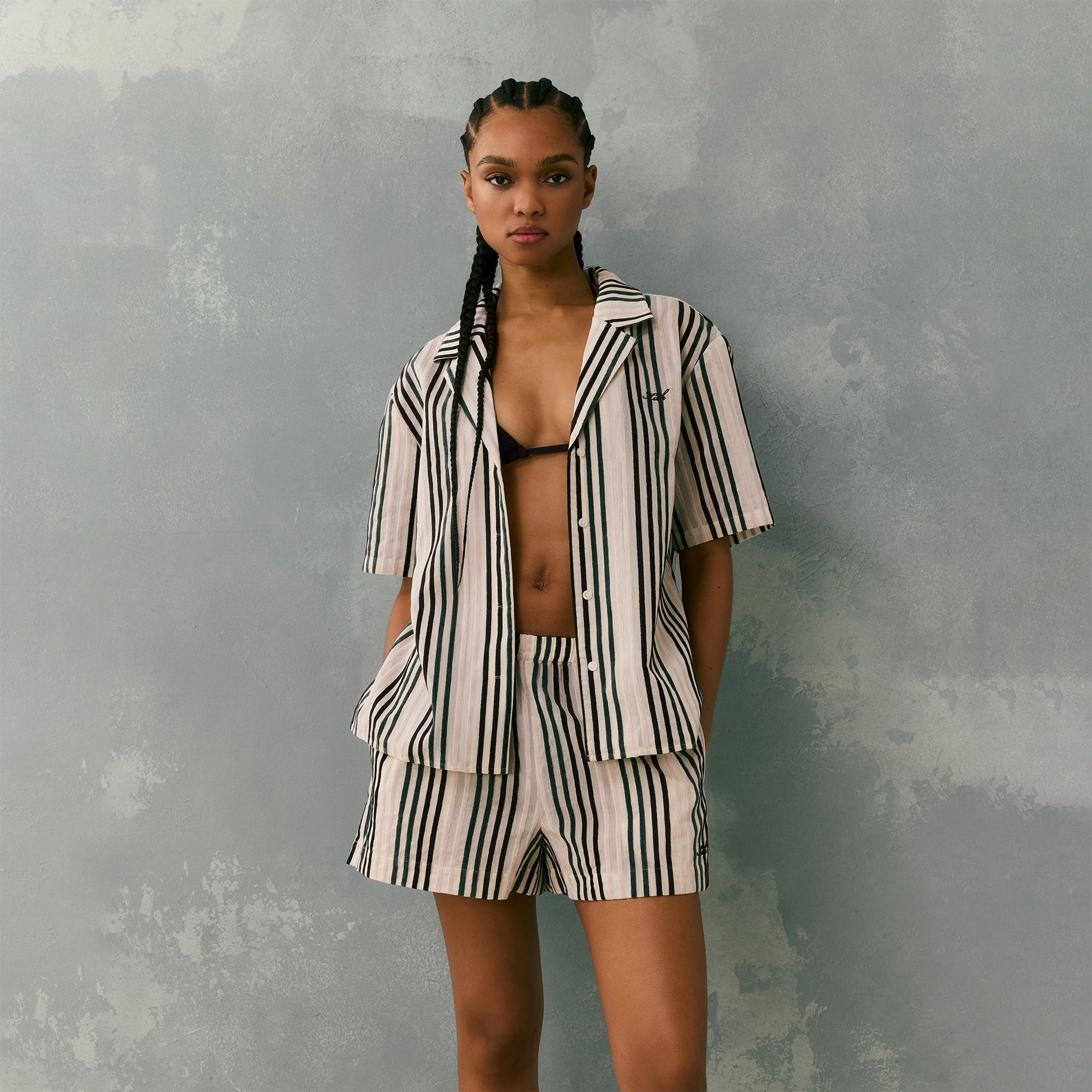 Women Kith Kith Women Elena II Chenille Stripe Shirt - Echo