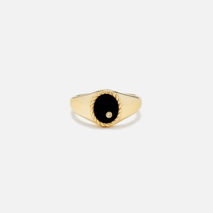 Men|Women Kith Yvonne Leon Baby Signet Ring With Diamond - Black