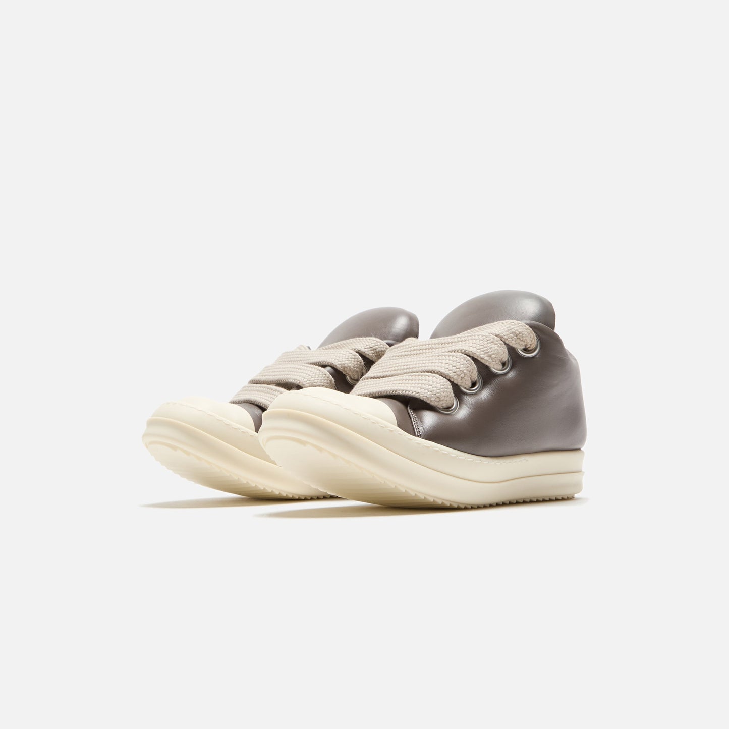 Men|Women Kith Rick Owens Scarpe in Pelle Jumbo Laced Padded Low Sneakers - Dark Dust