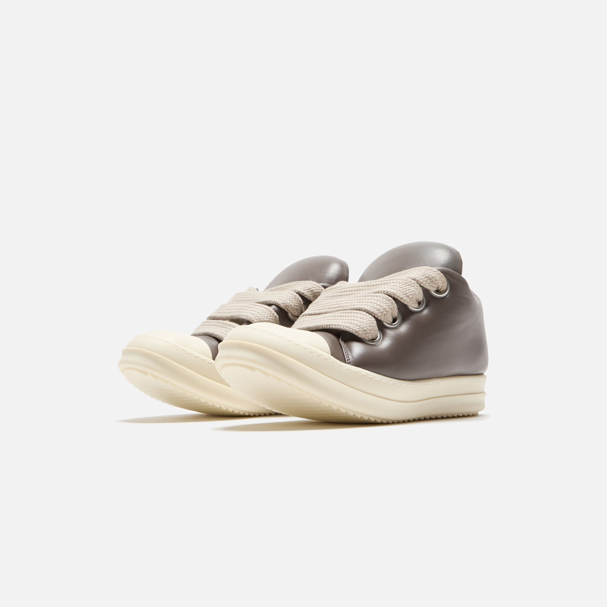 Men|Women Kith Rick Owens Scarpe in Pelle Jumbo Laced Padded Low Sneakers - Dark Dust