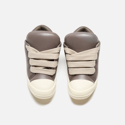 Men|Women Kith Rick Owens Scarpe in Pelle Jumbo Laced Padded Low Sneakers - Dark Dust