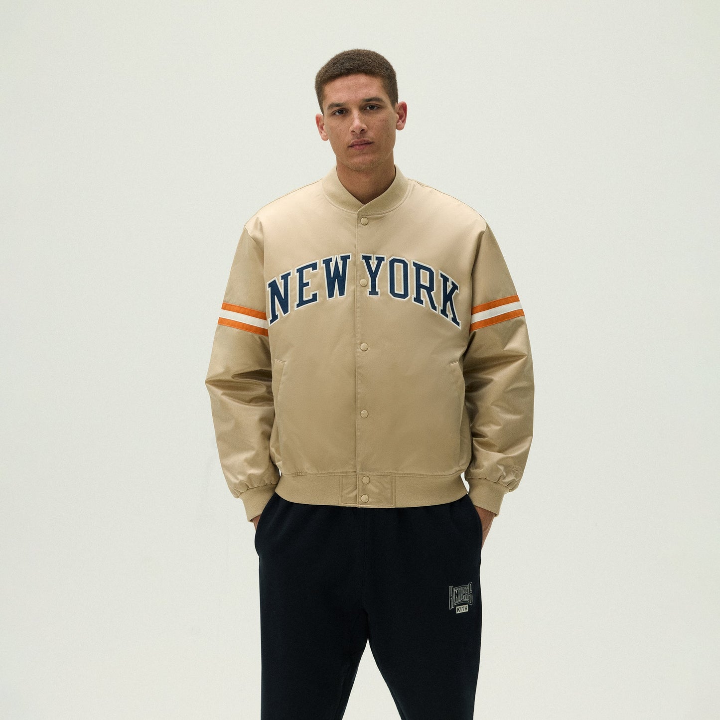 Men Kith Kith for the New York Knicks Wings Satin Bomber Jacket - Stock