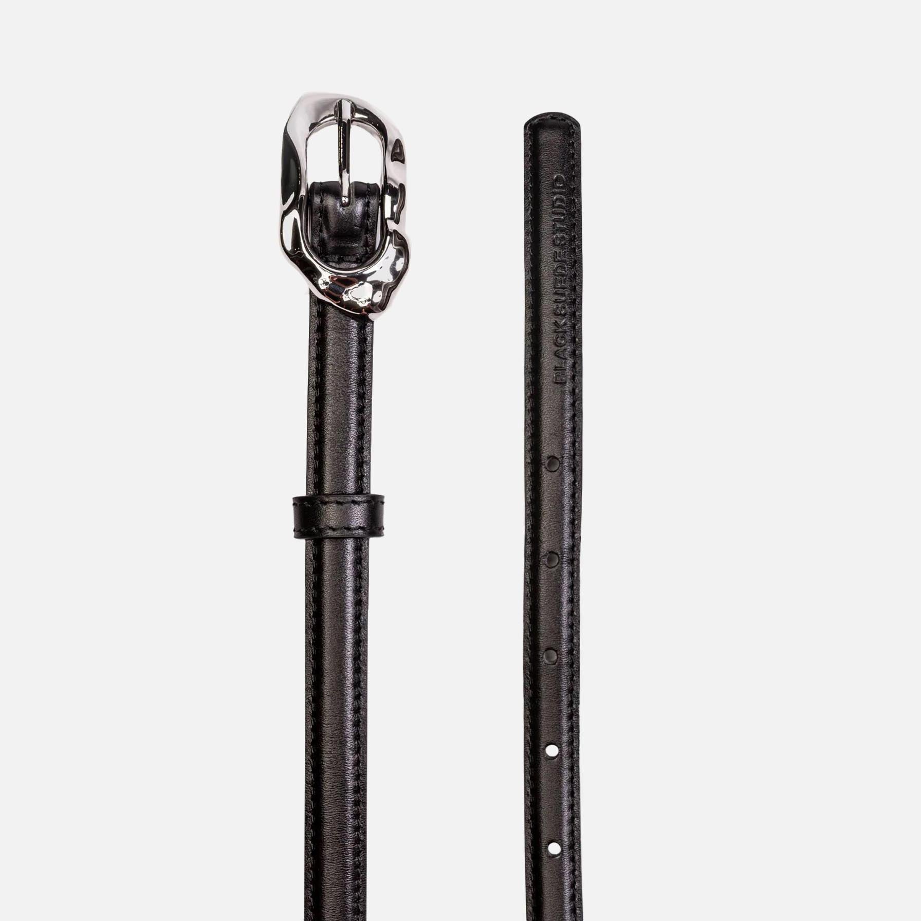 Women Kith Black Suede Studio Greca Leather Belt - Black