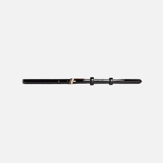 Women Kith Black Suede Studio Slanted Belt - Black / Gold Hardware