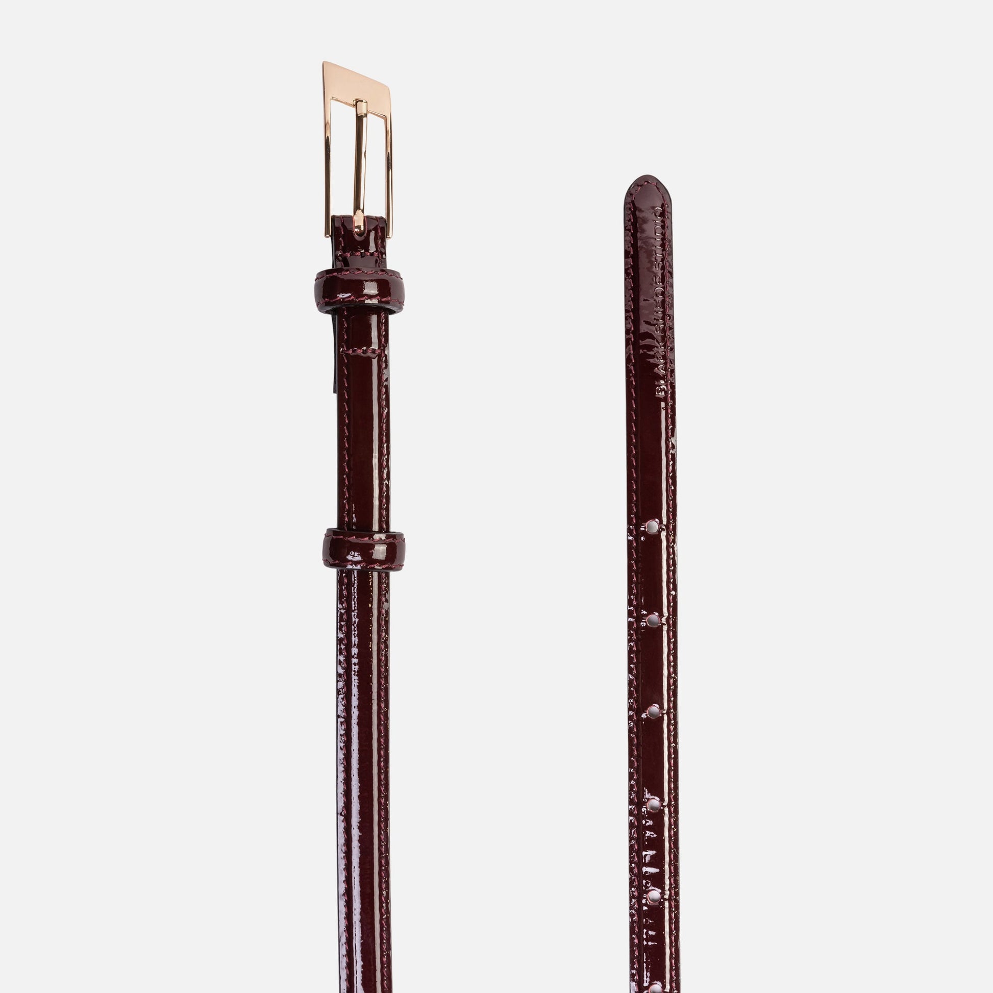 Women Kith Black Suede Studio Slanted Belt - Raisin / Gold Hardware