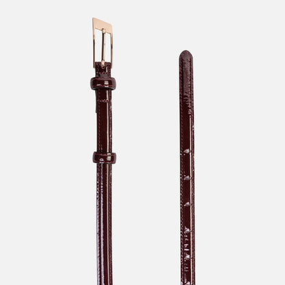 Women Kith Black Suede Studio Slanted Belt - Raisin / Gold Hardware