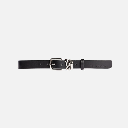 Women Kith Black Suede Studio Boyfriend Belt - Black / Silver Hardware