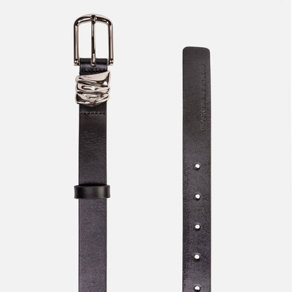 Women Kith Black Suede Studio Boyfriend Belt - Black / Silver Hardware