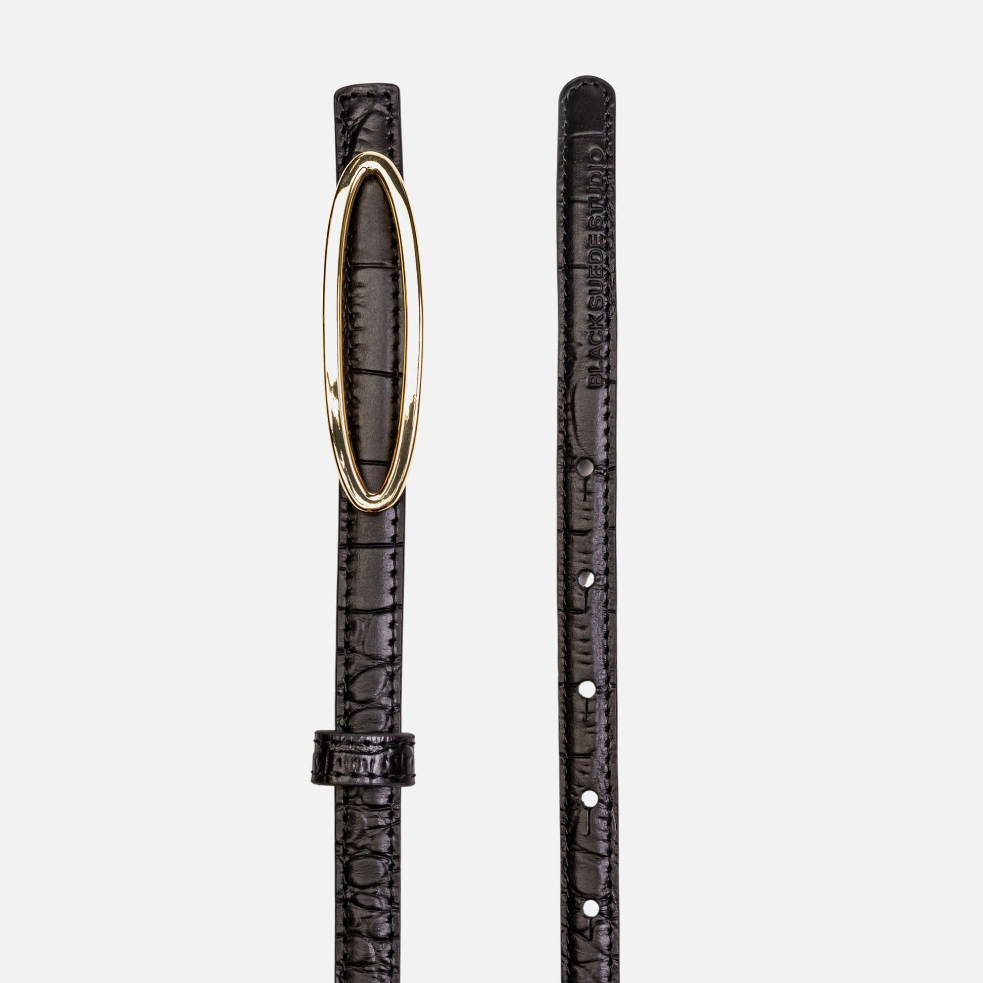 Women Kith Black Suede Studio Melodie Belt - Black / Gold Hardware