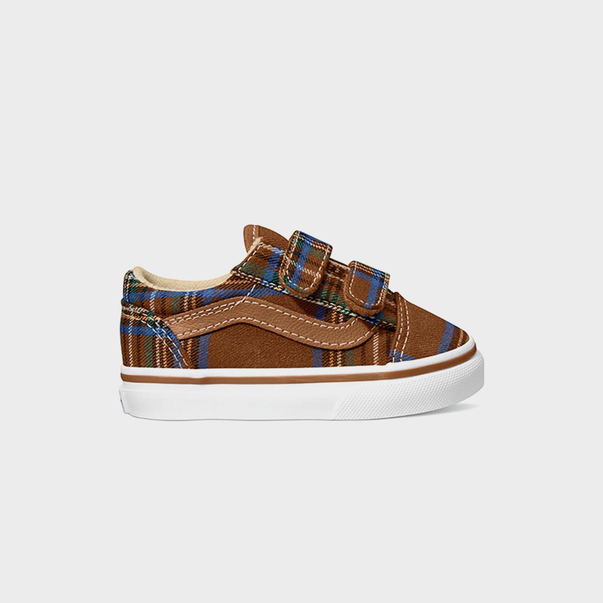 Kids Kith VANS TD Old Skool V Plaid - Brown / Blue