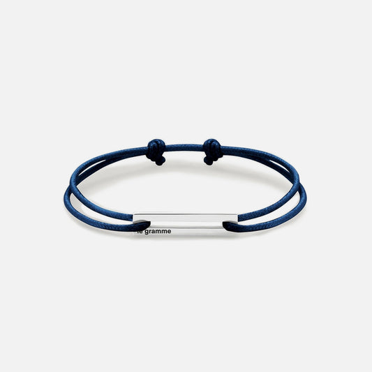 Men Kith Le Gramme 1.7g Cord Bracelet - Navy Silver