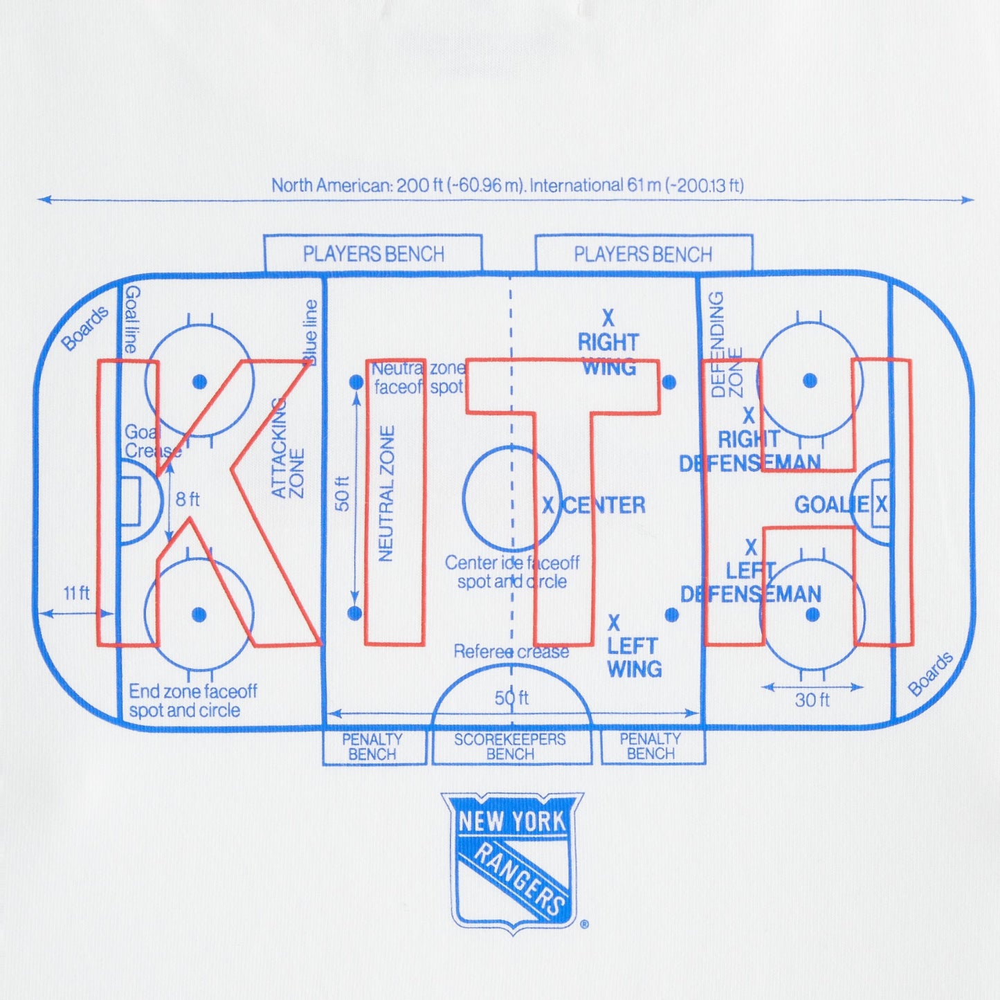 Kids Kith Kith Kids for the New York Rangers Hat Trick Rink Tee - White