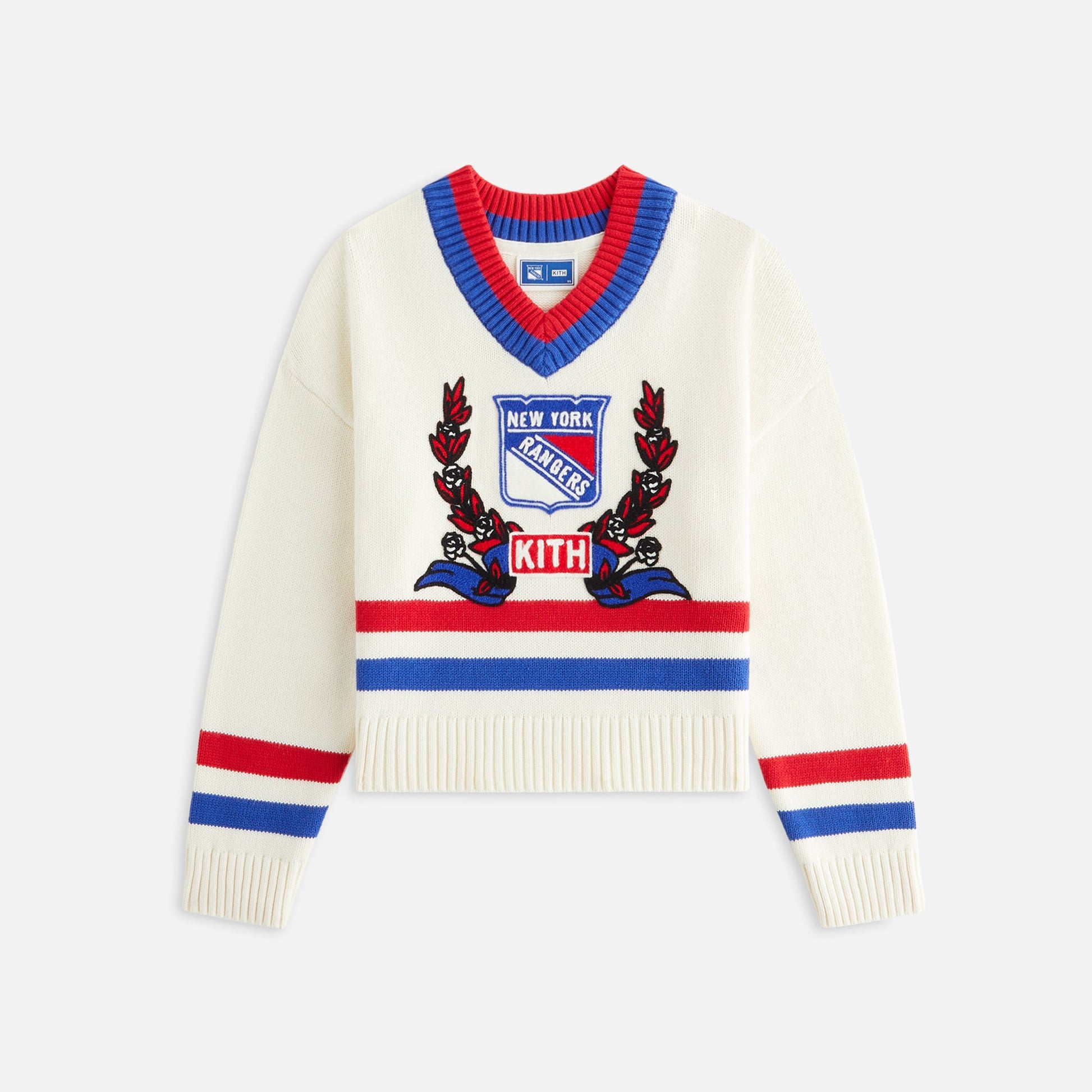 Kids Kith Kith Kids for the New York Rangers V-Neck Lewis Sweater - Sandrift