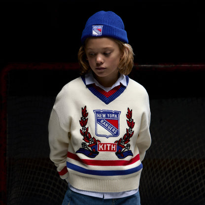 Kids Kith Kith Kids for the New York Rangers V-Neck Lewis Sweater - Sandrift