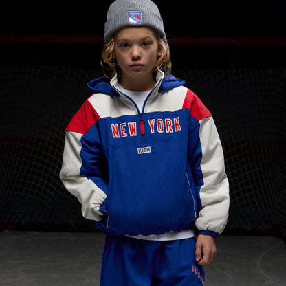 Kids Kith Kith Kids for the New York Rangers Quarter Zip Anorak - Cyclone