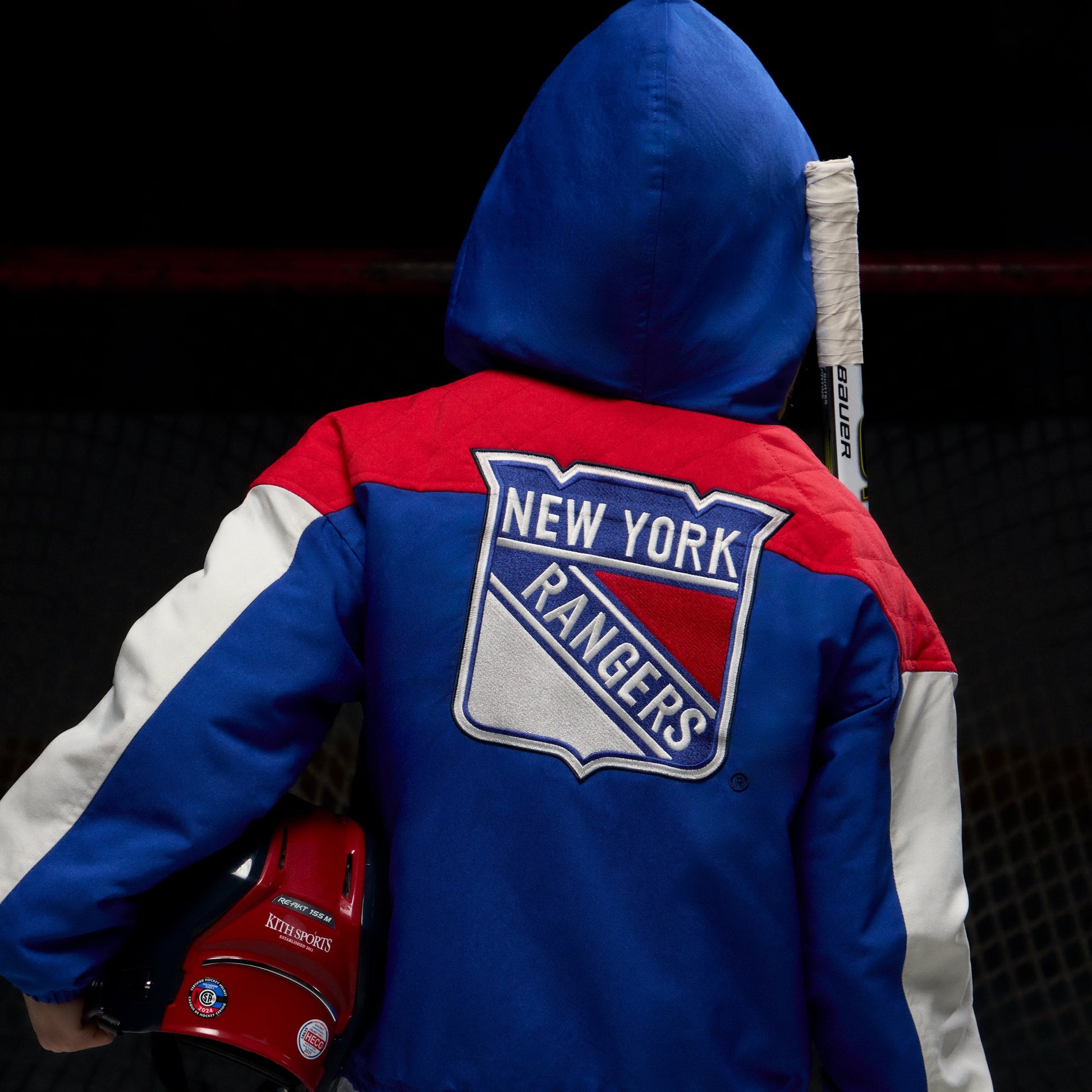 Kids Kith Kith Kids for the New York Rangers Quarter Zip Anorak - Cyclone