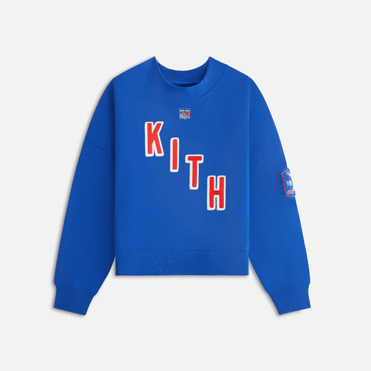 Kids Kith Kith Kids for the New York Rangers Skewed Nelson Crewneck - Cyclone
