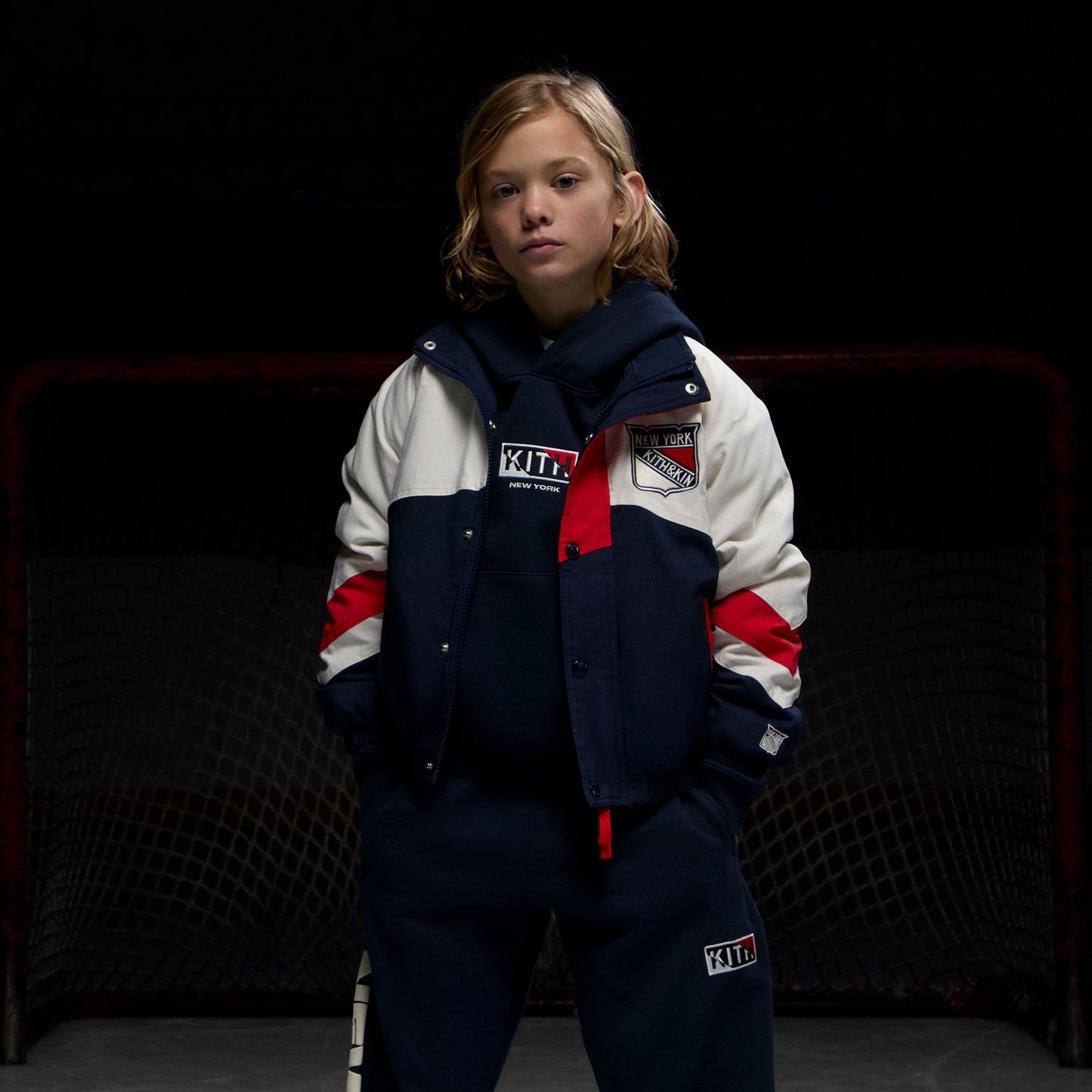 Kids Kith Kith Kids for the New York Rangers Nylon Padded Jacket - Nocturnal