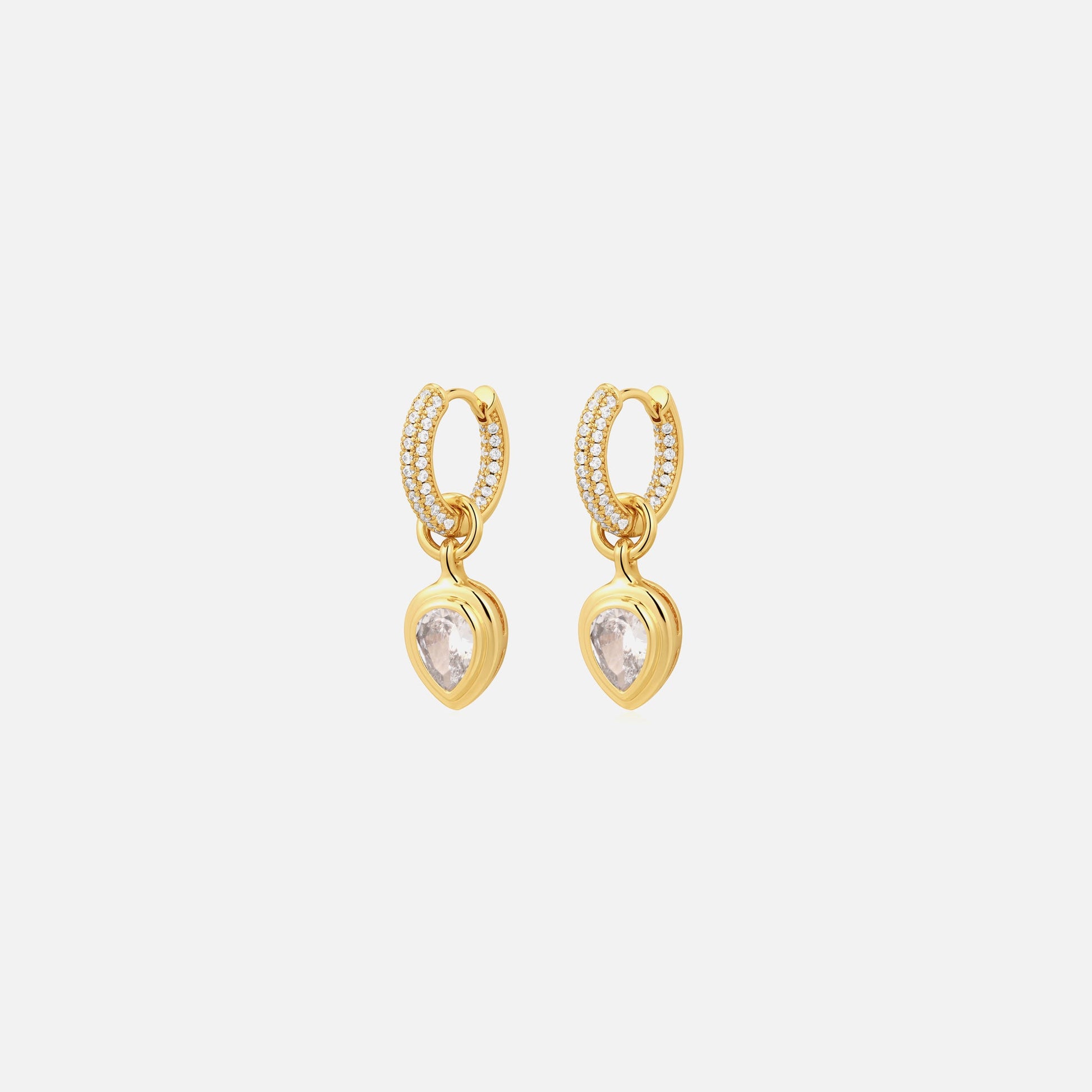 Women Kith Luv AJ The Pear Double Bezel Charm Huggies - Gold