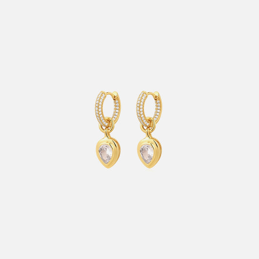 Women Kith Luv AJ The Pear Double Bezel Charm Huggies - Gold