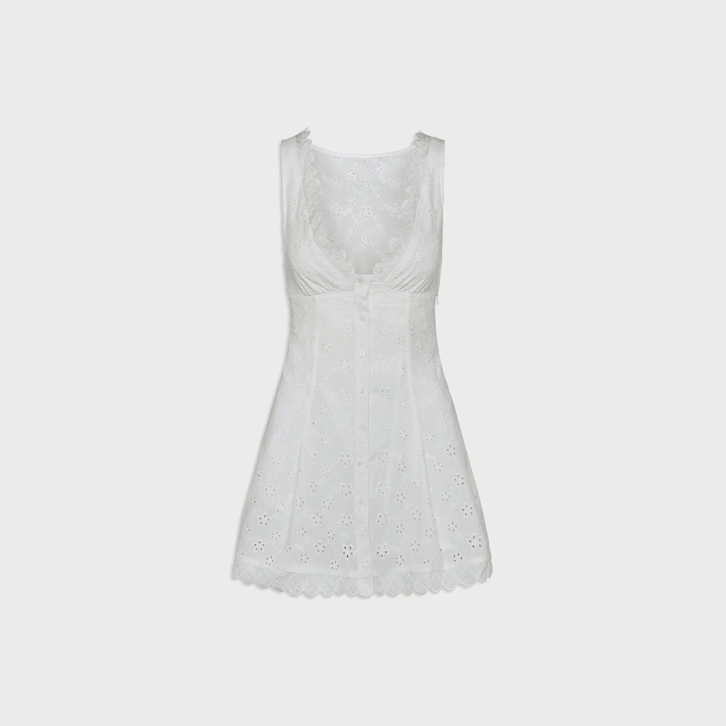 Women Kith Frankies Bikinis x Bella Hadid Farm Eyelet Mini Dress - Salt Air Eyele
