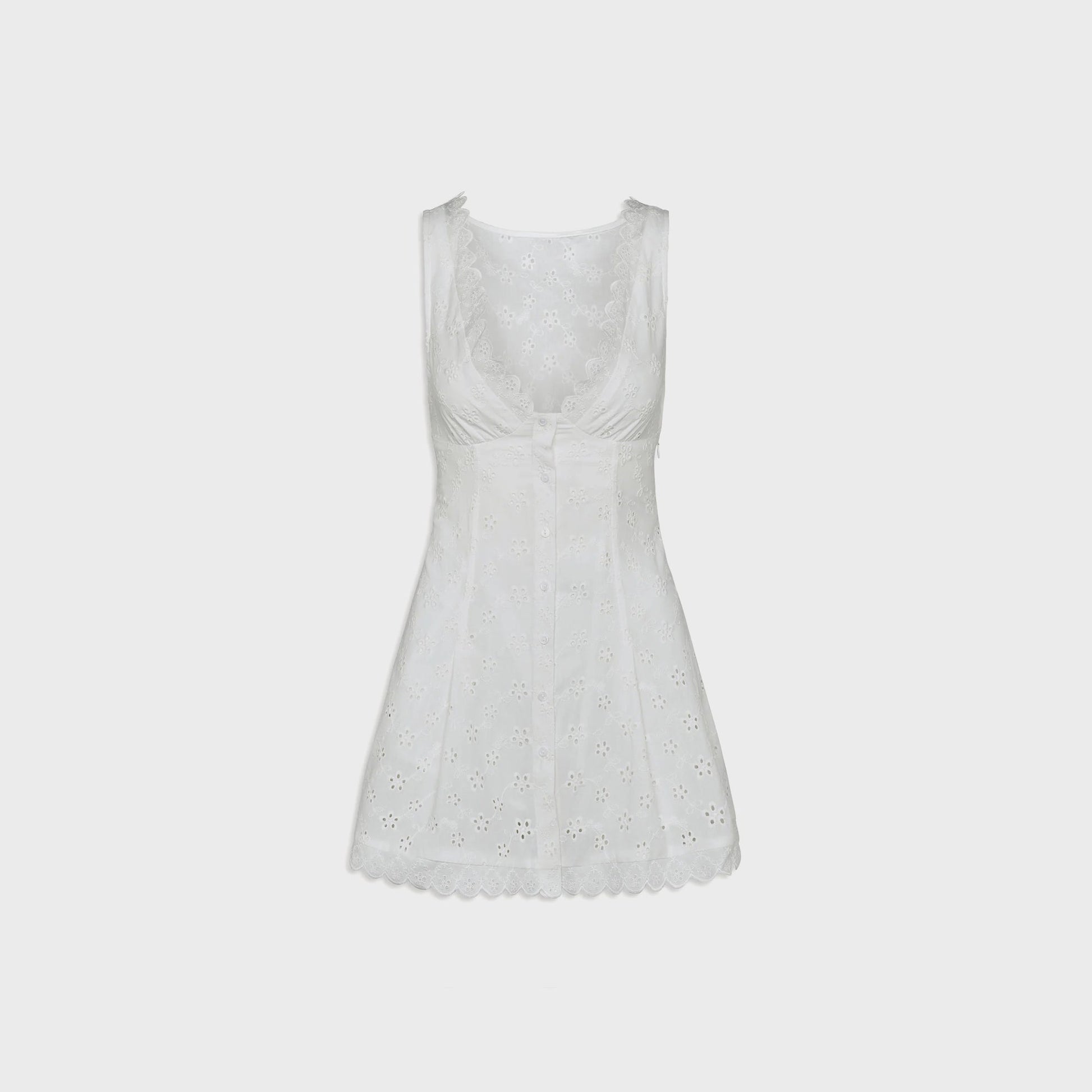 Women Kith Frankies Bikinis x Bella Hadid Farm Eyelet Mini Dress - Salt Air Eyele